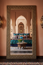 Moroccan Arabesque Carved Wood Full Length Floor Mirror - luxury riad bedroom