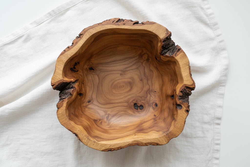 Organic Edge Live Wood Bowl grain detail close up