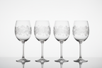 Etched Floral Crystal Wine Glass Set studio