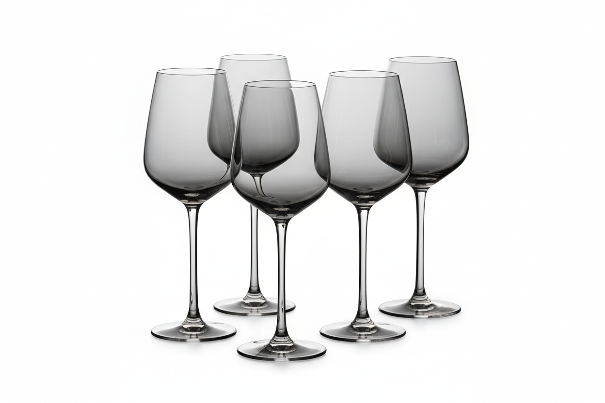Smoked Grey Crystal Wine Glass Set studio