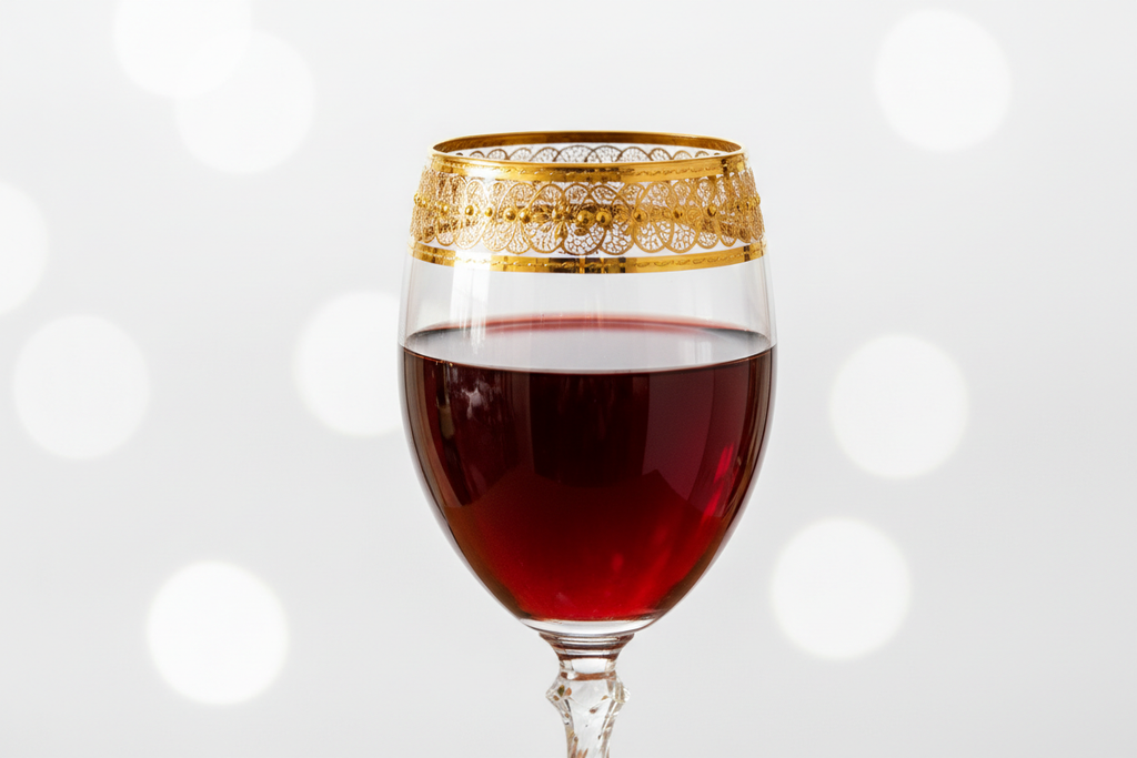 Gold Rim Crystal Wine Glass close up detail