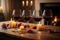 Burgundy Wine Glass Set on rustic dining table