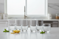 Classic Glass Tumbler Set on marble kitchen counter