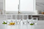Classic Glass Tumbler Set on marble kitchen counter