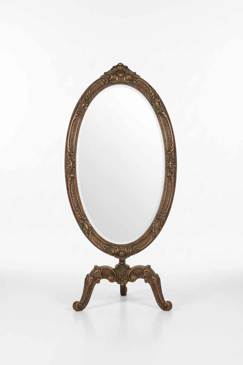 Antique Bronze Oval Full Length Floor Mirror studio