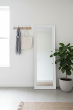 Scandi White Wood Frame Full Length Floor Mirror - minimalist entryway