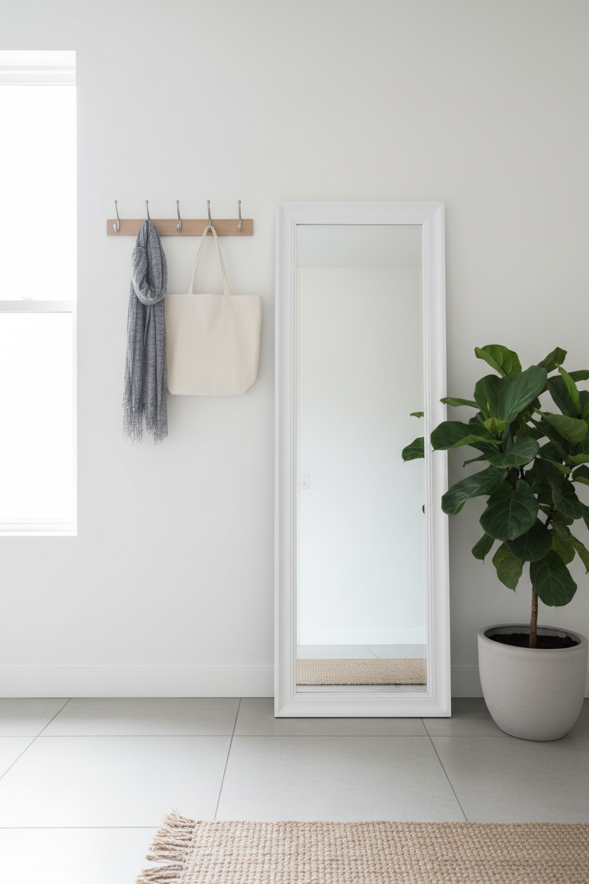 Scandi White Wood Frame Full Length Floor Mirror - minimalist entryway