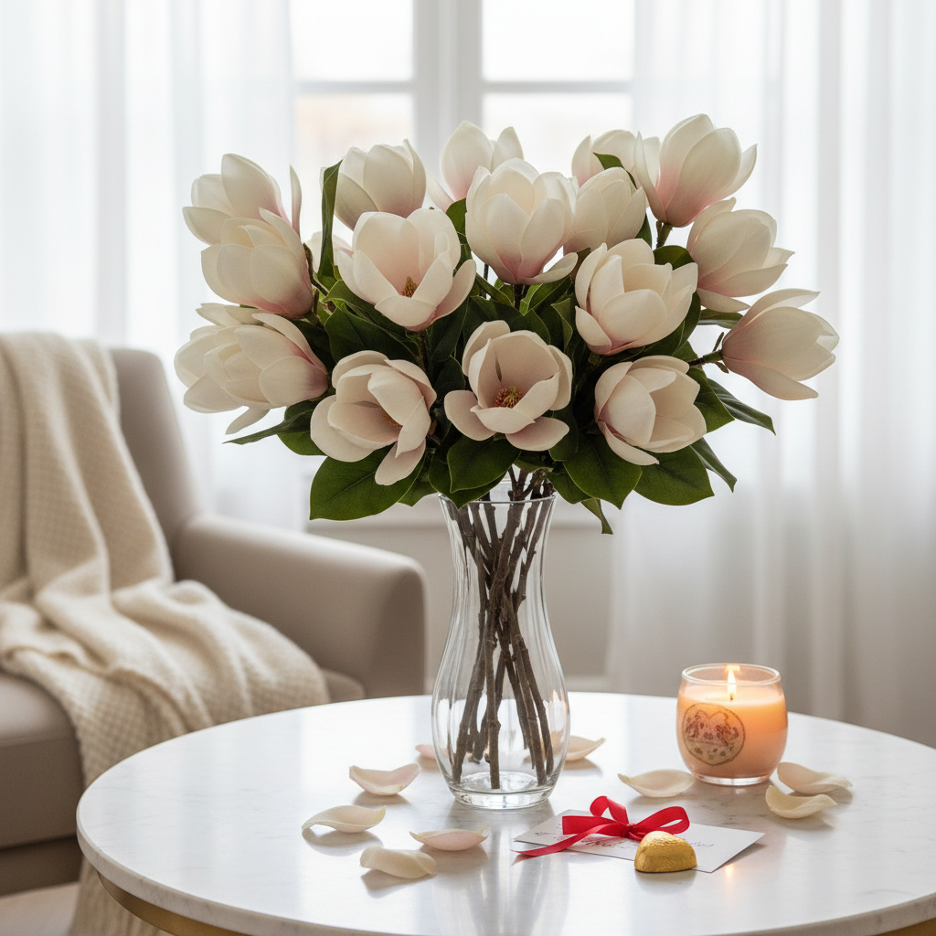 Magnolia Grace Bouquet lifestyle vase
