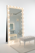 Hollywood LED Bulb Full Length Vanity Floor Mirror - white background product shot