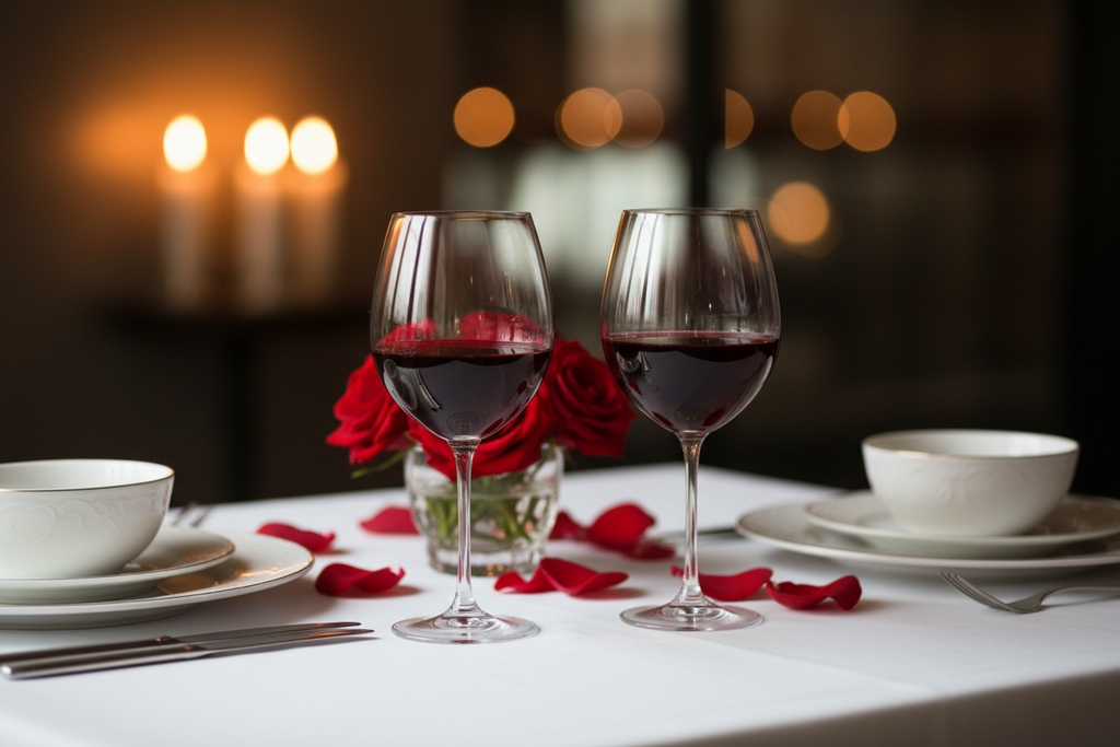 Classic Crystal Wine Glass Set romantic dinner setting