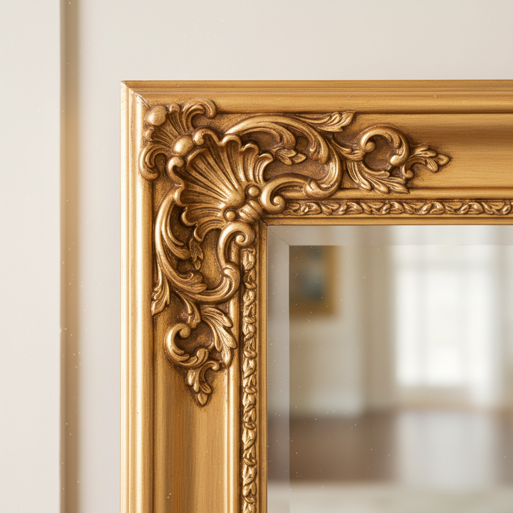Glamour Gold Ornate Full Length Floor Mirror - frame detail