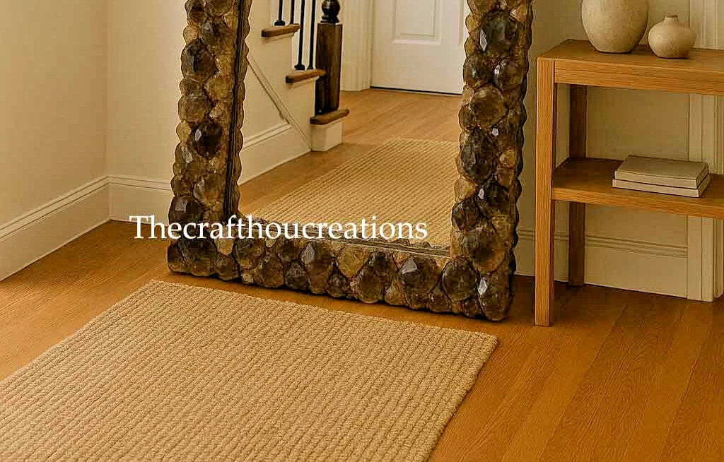 Happiness Large Full Length Floor Mirror – Rustic Smokey Crystal Frame Boho Luxe