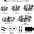 Happiness 15-Piece Induction Cookware Set – Stainless Steel with Removable Handles