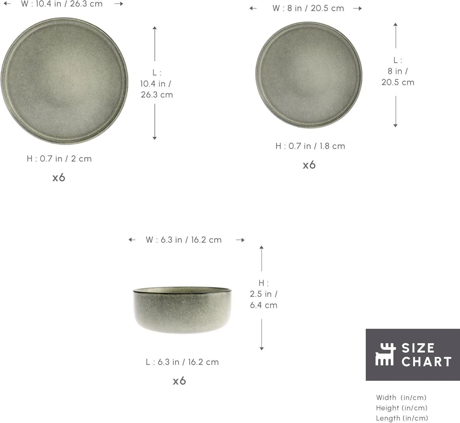 Happiness 18-Piece Modern Stoneware Dinner Set for 6