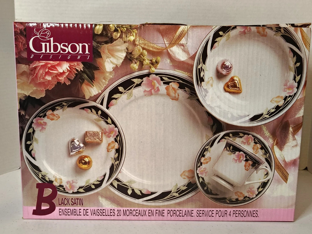 Happiness Black Satin 20-Piece Dinnerware Set