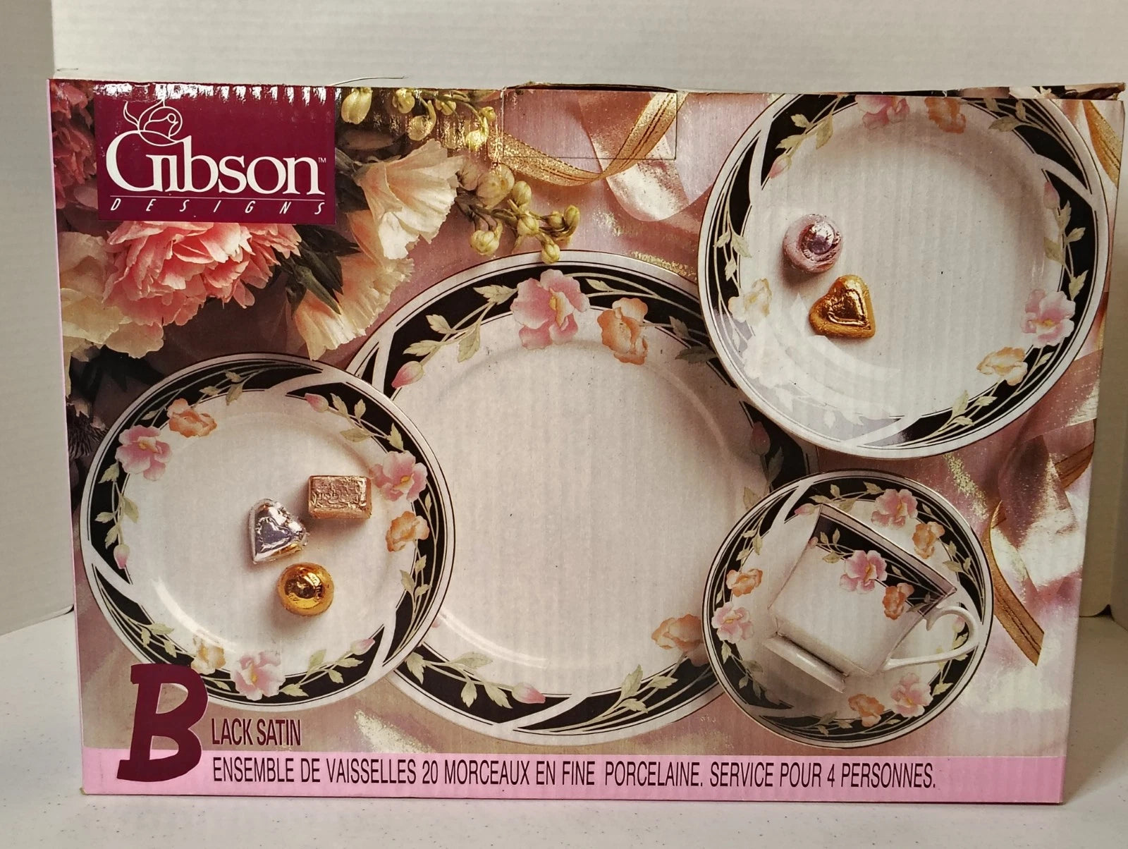 Happiness Black Satin 20-Piece Dinnerware Set