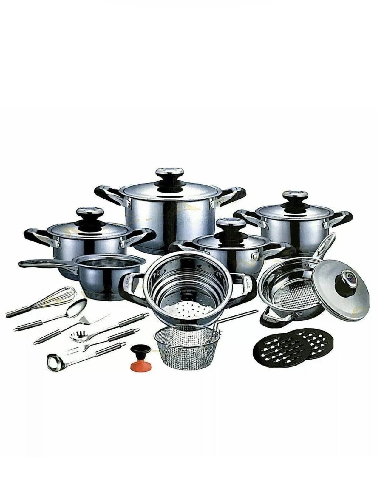 Happiness 23-Piece Stainless Steel Induction Cookware Pan Set