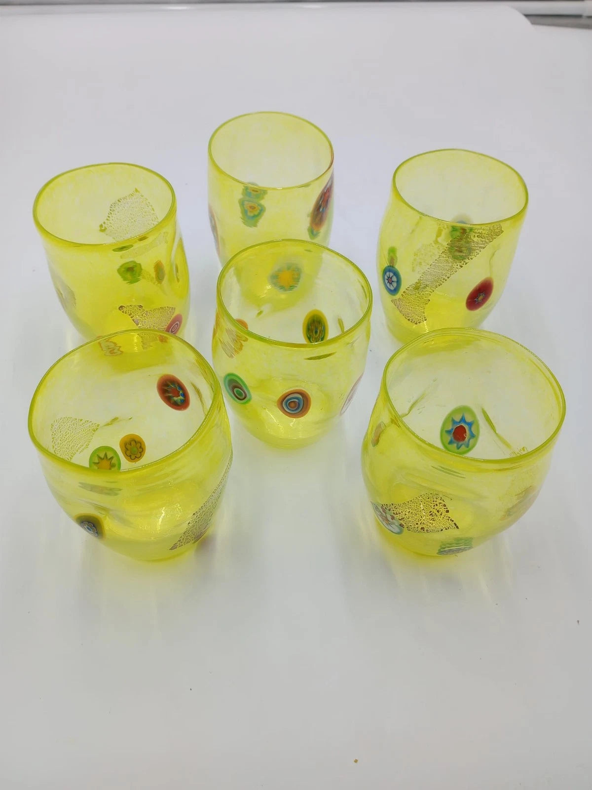 Happiness Hand-Blown Murano Glass Tumblers – Set of 6 Multicolor Venetian Art