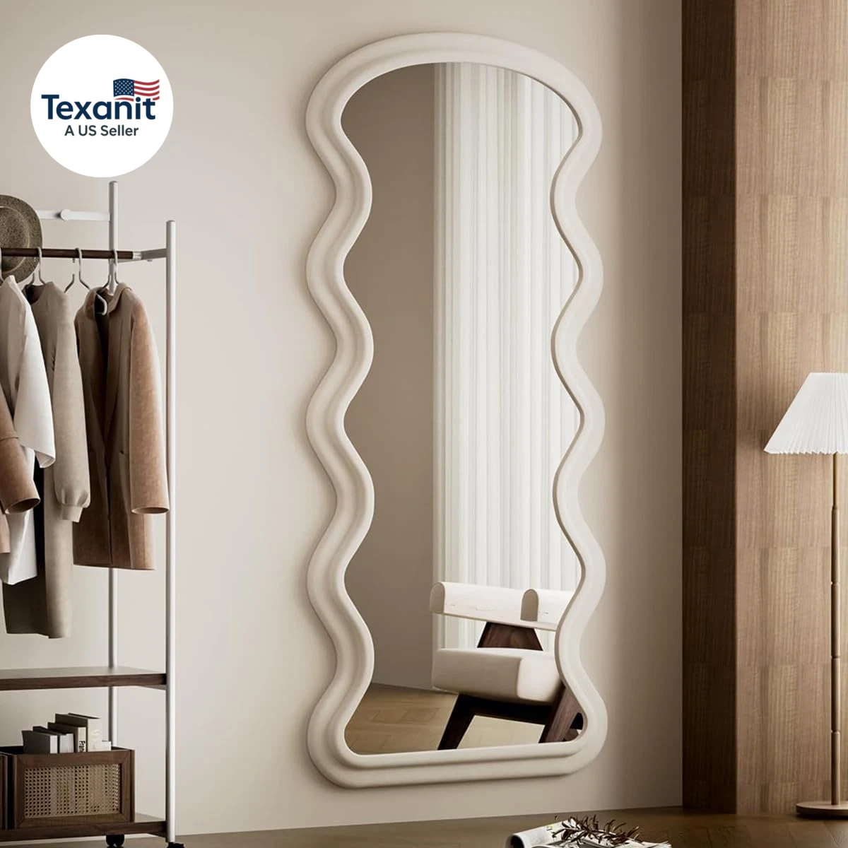 Happiness Wavy Full Length Floor Mirror – 71"x32" Flannel Frame