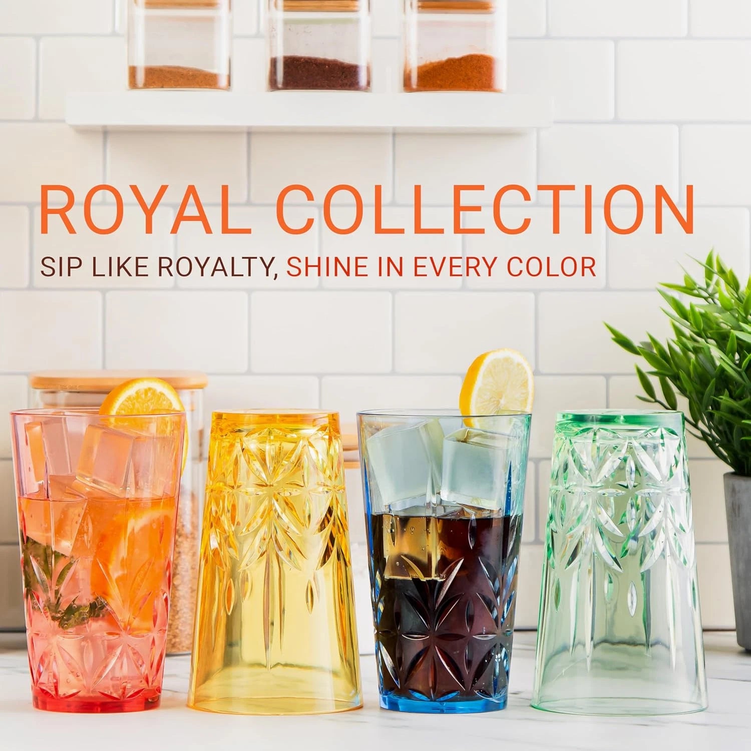 Happiness BPA-Free Stackable Tumblers – 18oz, Set of 12 Assorted Colors