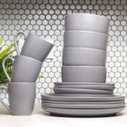 Happiness 16-Piece Stoneware Dinnerware Set – Mugs, Bowls & Plates