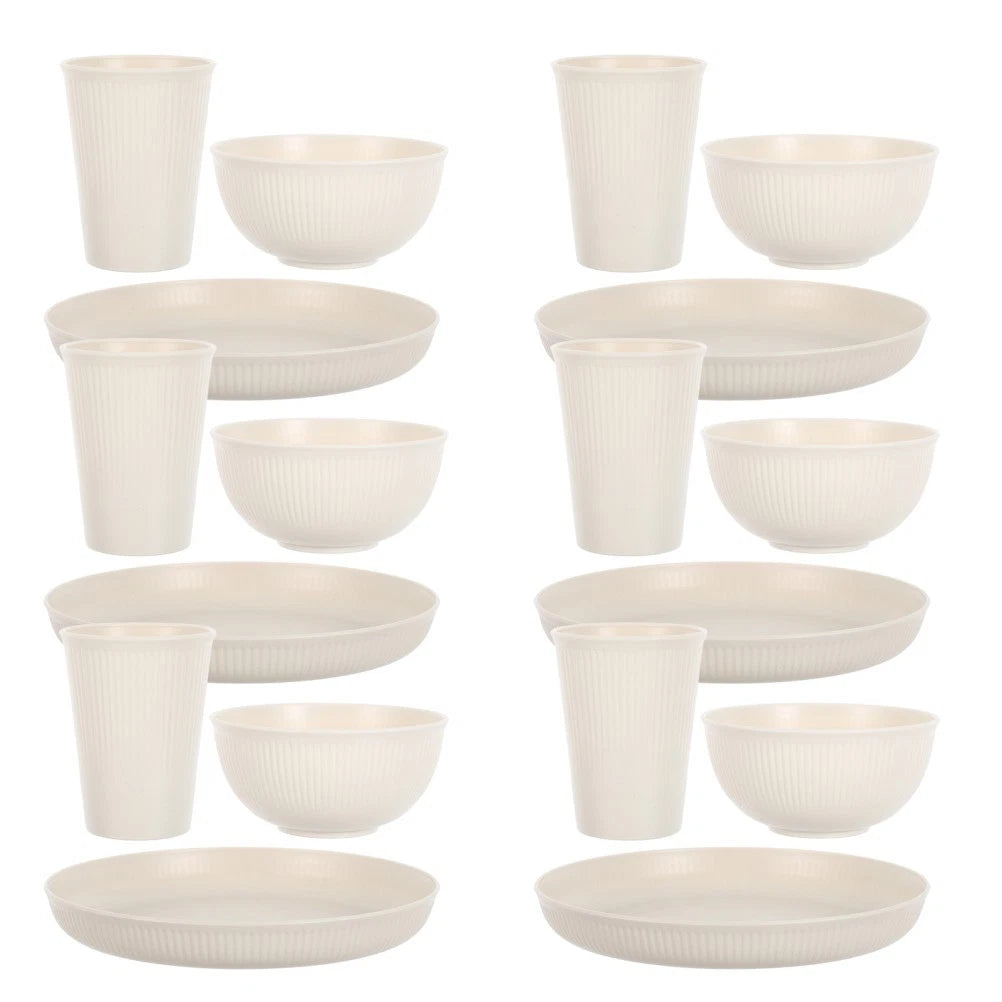 Happiness 18-Piece Reusable Dinnerware Set for 6 – Unbreakable Plates & Bowls