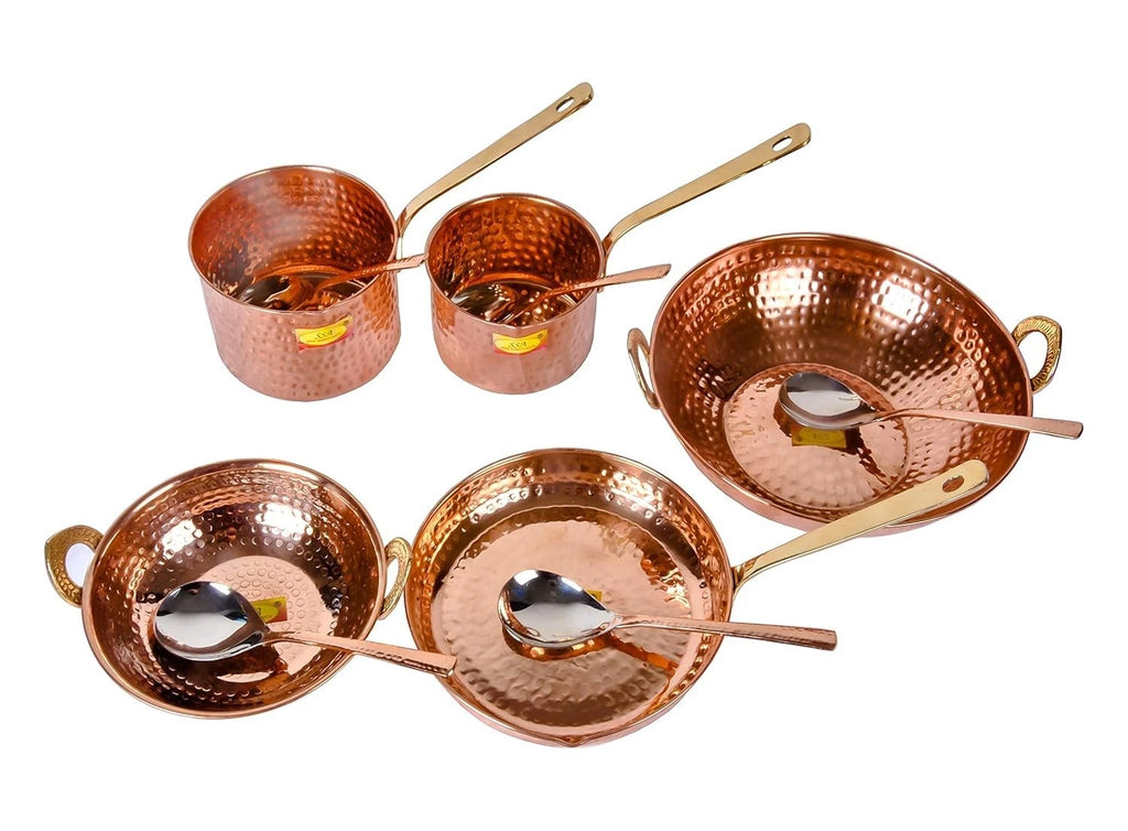 Happiness Pure Copper Cookware Set – 10 Piece with Serving Spoon