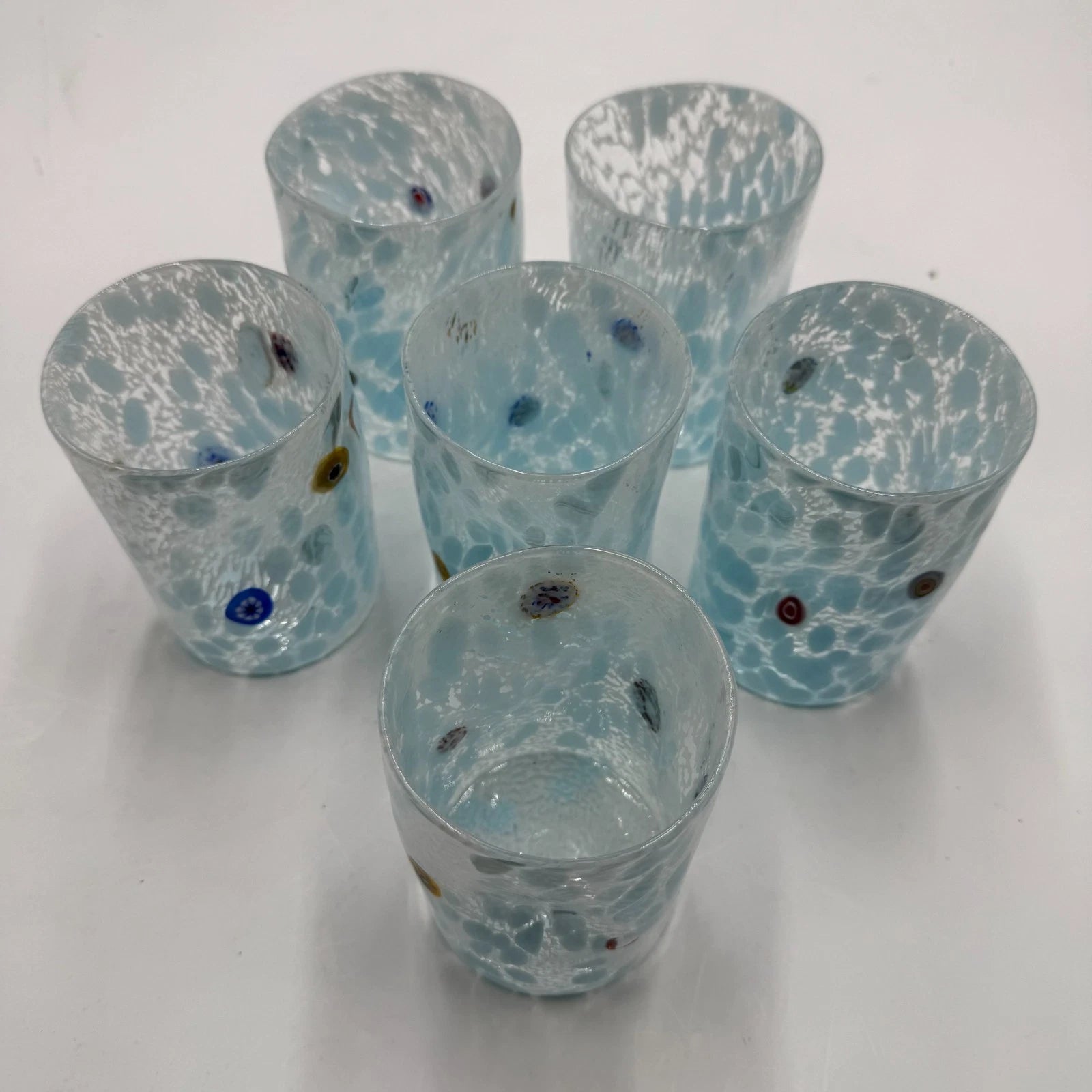 Happiness Hand-Blown Murano Glass Tumblers – Set of 6 Multicolor with Certificate