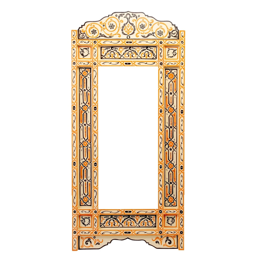 Happiness Beige Full Length Floor Mirror – Moroccan Handpainted Frame