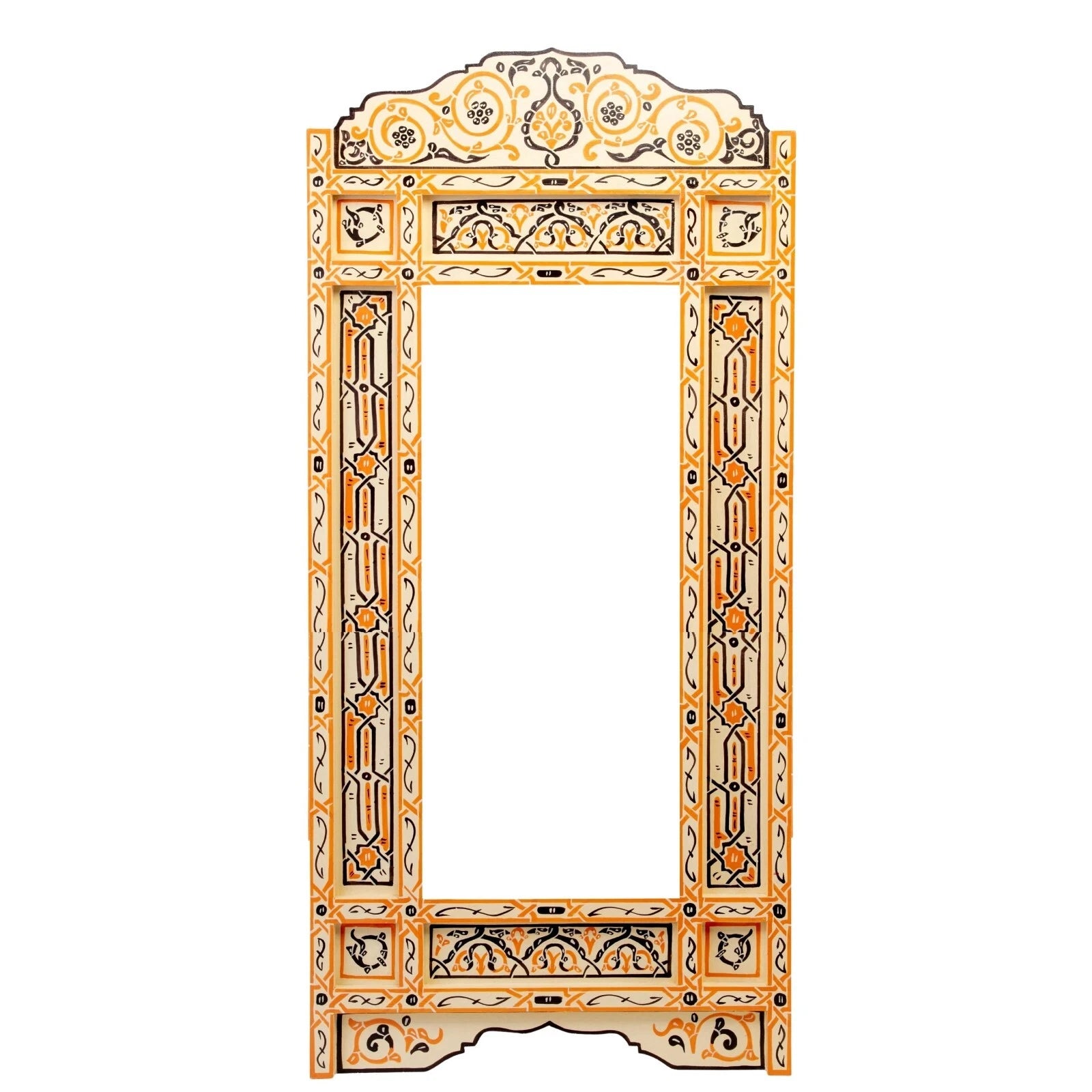 Happiness Beige Full Length Floor Mirror – Moroccan Handpainted Frame