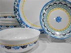 Happiness Boho Daydream 12-Piece Dinnerware Set – Yellow Blue Teal Florets