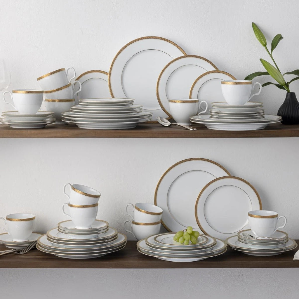 Happiness Charlotta Gold 60-Piece Dinnerware Set – Service for 12