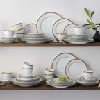 Happiness Charlotta Gold 60-Piece Dinnerware Set – Service for 12