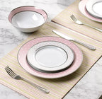 Happiness 12-Piece Porcelain Dinnerware Set – Pink Stars Plates & Bowls