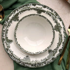 Happiness Antique Green 24-Piece Premium Porcelain Dinnerware Set – 6 Person Lux