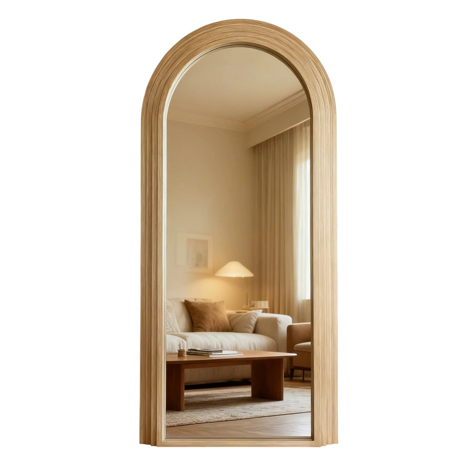 Happiness Extra Large Natural Frame Floor Leaning Mirror – 180cm x 110cm