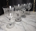 Happiness Vintage Etched Wine Glass Goblets – Set of 4, 9oz Antique Rare