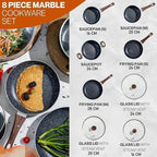 Happiness 8-Piece Nonstick Cookware Set – Frying Pans, Saucepans & Casserole