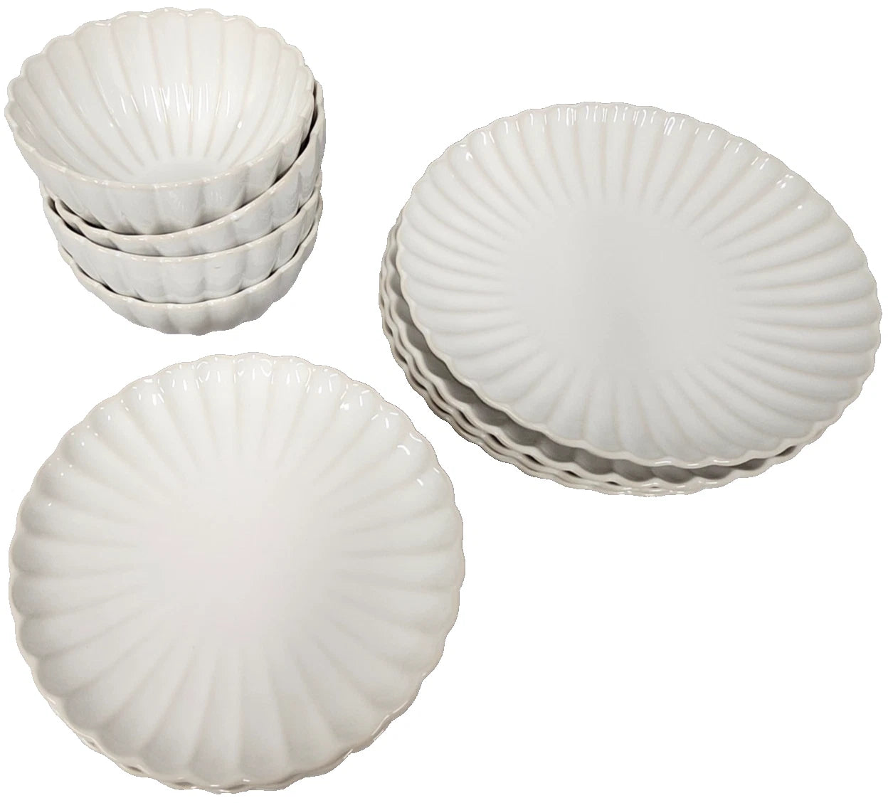 Happiness Colette 12-Piece Stoneware Dinnerware Set – Cream
