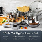 Happiness Professional Chef Stainless Steel Nonstick 10-Piece Cookware Set