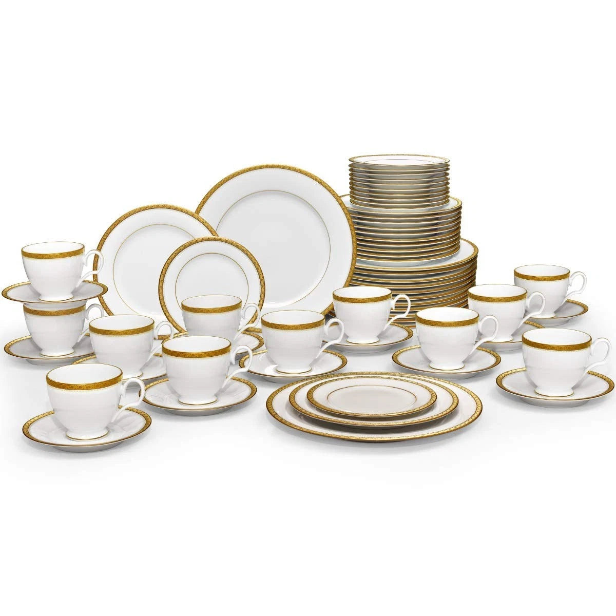 Happiness Charlotta Gold 60-Piece Dinnerware Set – Service for 12