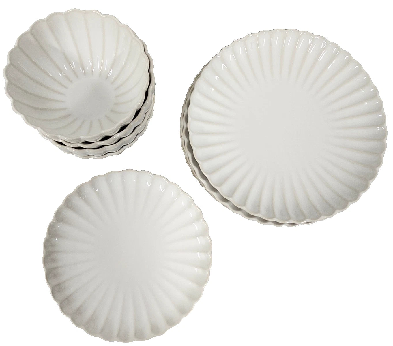 Happiness Colette 12-Piece Stoneware Dinnerware Set – Cream