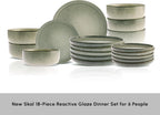 Happiness 18-Piece Modern Stoneware Dinner Set for 6