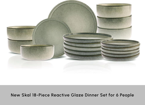 Happiness 18-Piece Modern Stoneware Dinner Set for 6