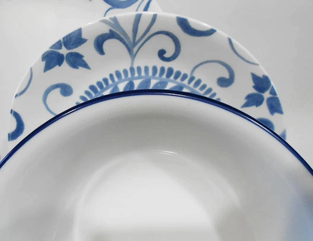 Happiness Artemis 12-Piece Dinnerware Set – Cool Blue Floral Tendrils