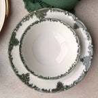 Happiness Antique Green 24-Piece Premium Porcelain Dinnerware Set – 6 Person Lux