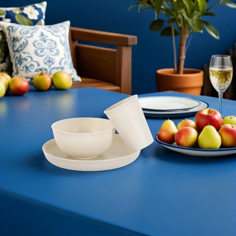 Happiness 18-Piece Reusable Dinnerware Set for 6 – Unbreakable Plates & Bowls