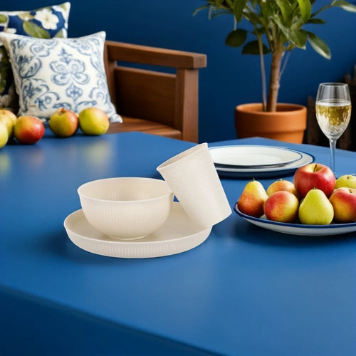 Happiness 18-Piece Reusable Dinnerware Set for 6 – Unbreakable Plates & Bowls