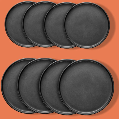 Happiness 16-Piece Black Matte Dinnerware Set – Service for 4, Microwave & Dishwasher Safe