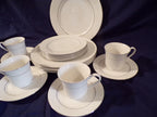 Happiness Classic Platinum China – White with Silver Trim Dinnerware Set for 4